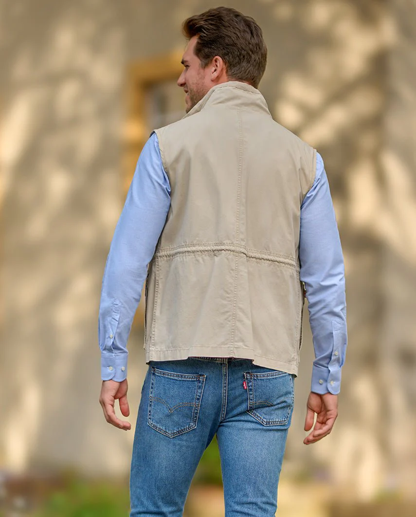 Austin - funktionale Herren Baumwollweste in beige - Image 2