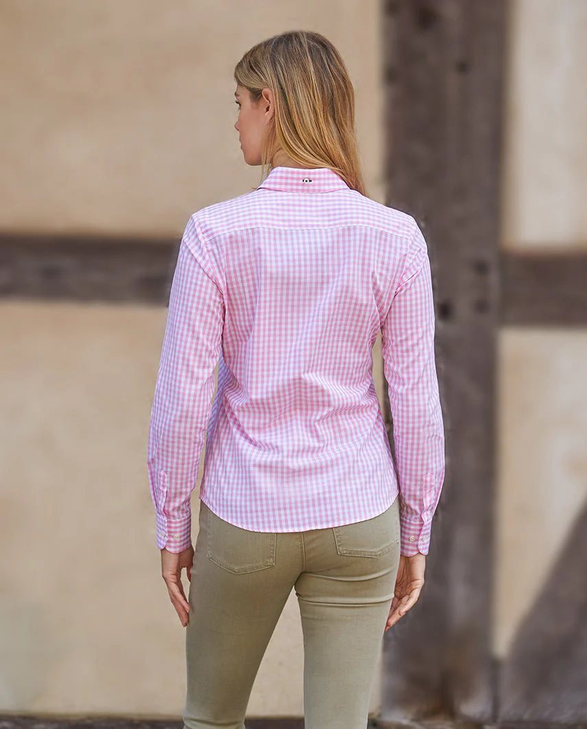 Button-Down-Damenbluse „Stella“ im pinken Vichy-Karo - Image 2