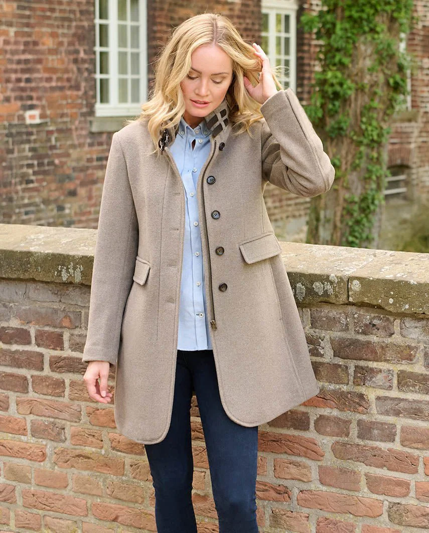 Damenmantel ''Paula'' aus Woll-Kaschmir-Qualität in taupe - Image 6