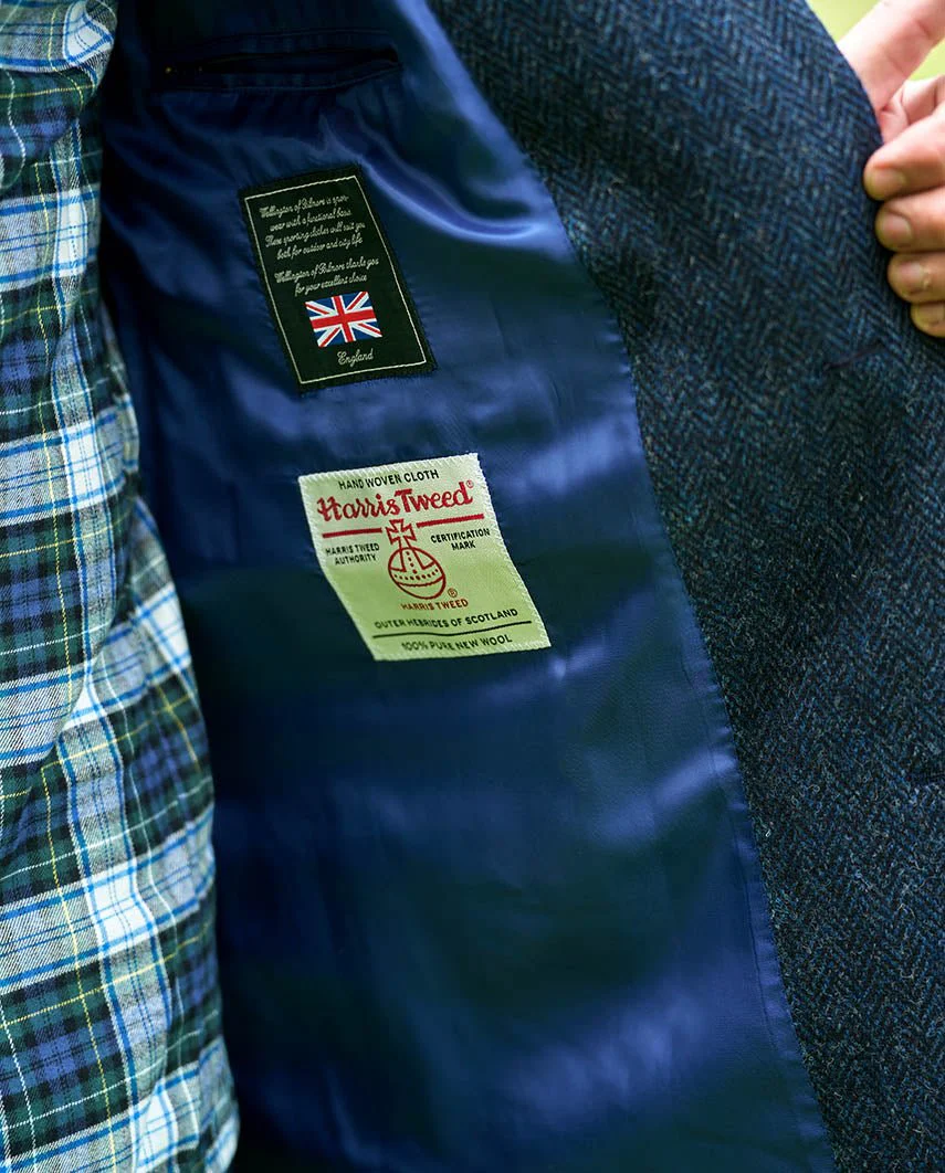 Harris Tweed Blazermantel “Barney” für Herren in blue Herringbone - Image 3