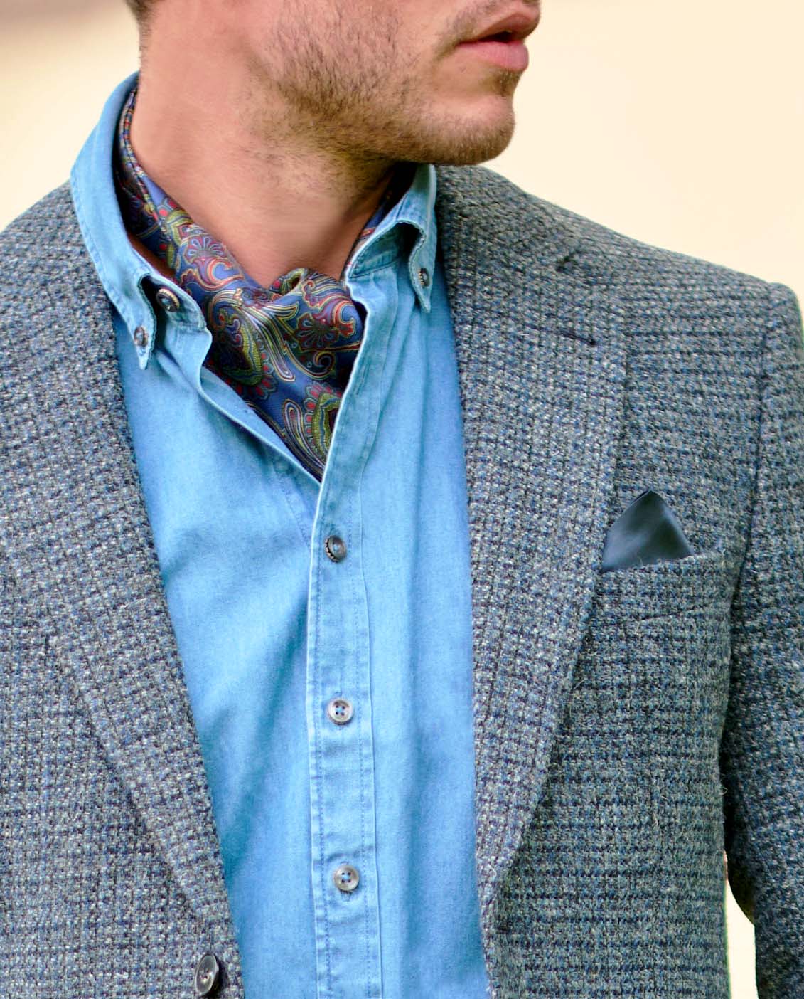 Harris Tweed Sakko ''London'' in blue houndstooth - Image 4