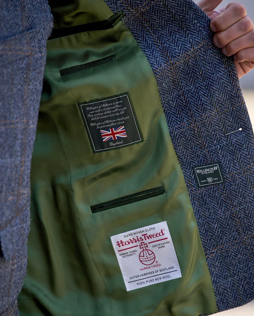 Harris Tweed Sakko ''London'' in grey-blue herringbone - Image 3