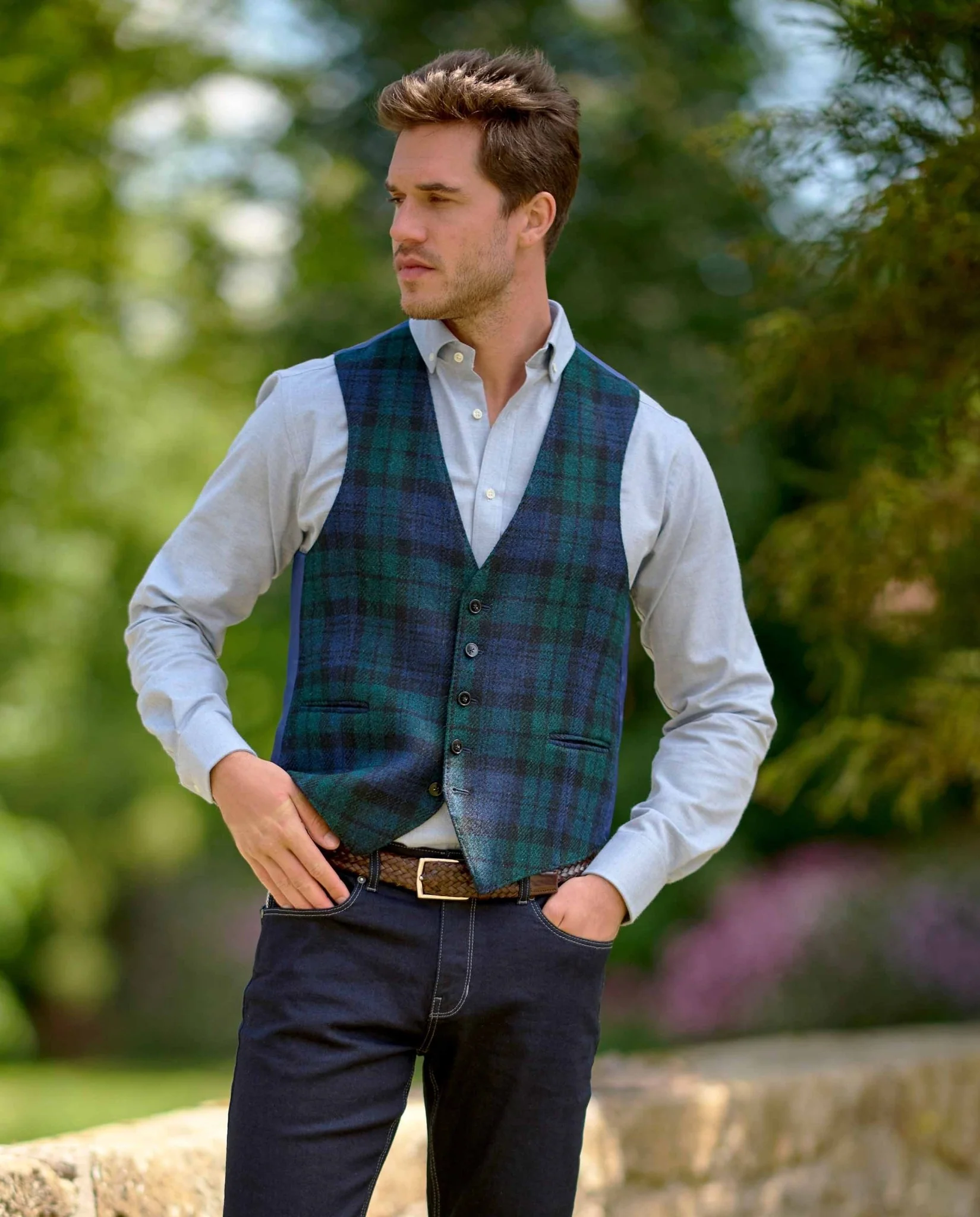 Harris Tweed Weste "Tailor" in blackwatch - Image 3