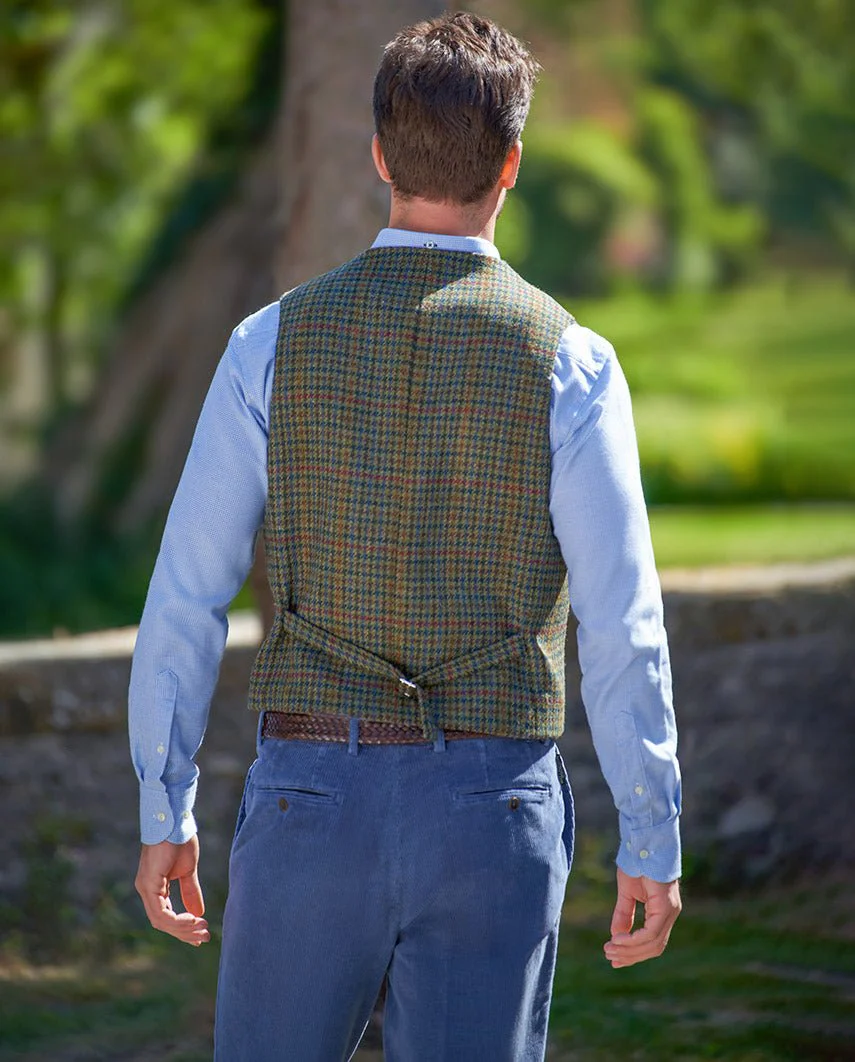 Harris Tweed Weste "Wales" in green Castle - Image 2