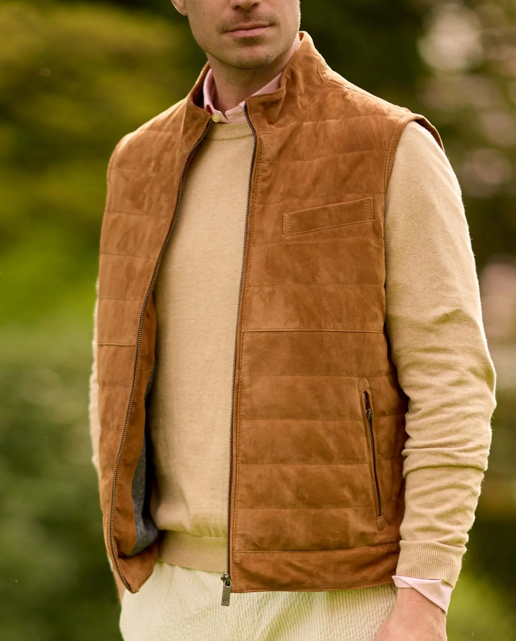 Herren Lederweste ''Veikko'' aus Ziegenvelours in cognac - Image 3