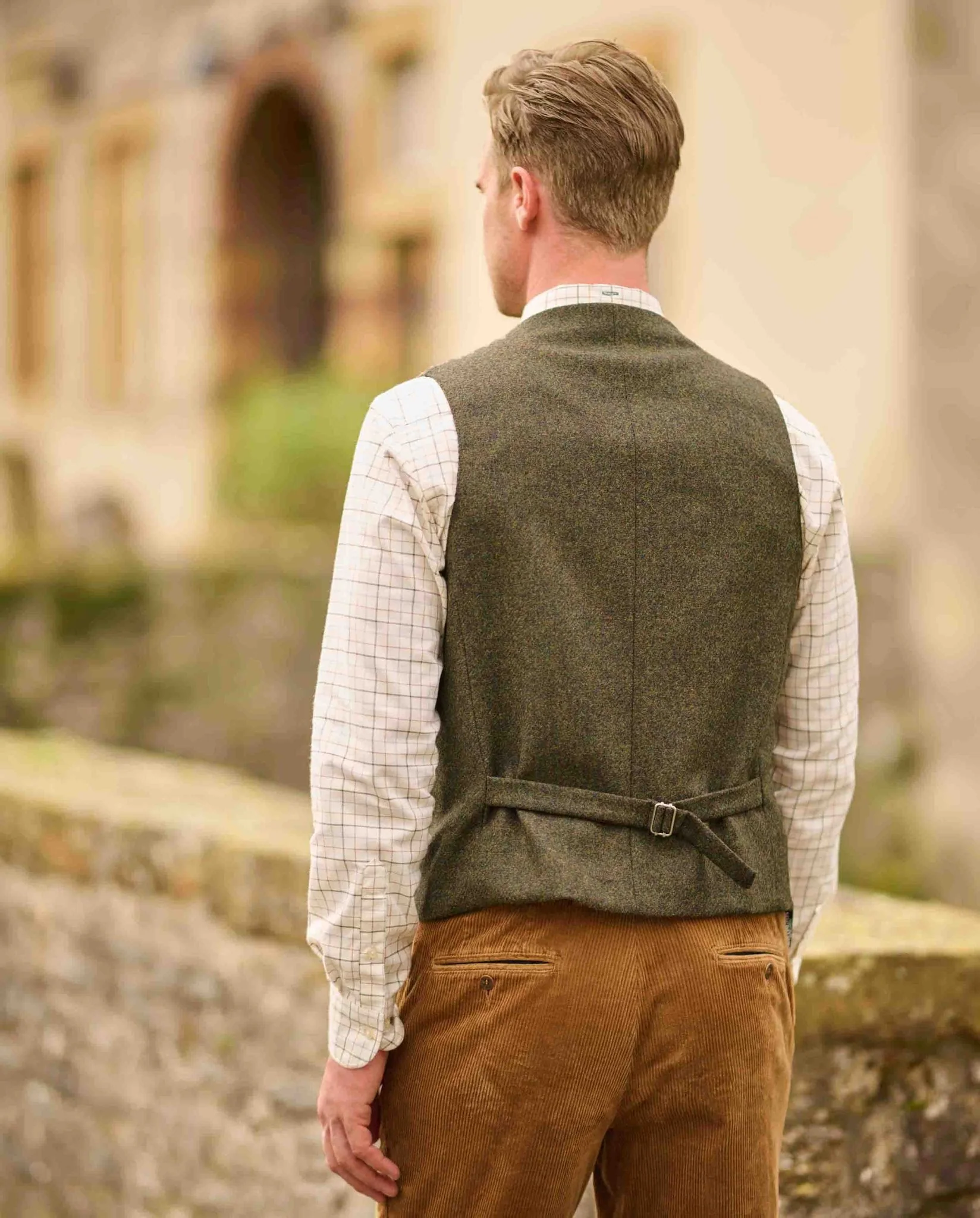 Herren Tweed Weste "Wales" in dark green melange - Image 2
